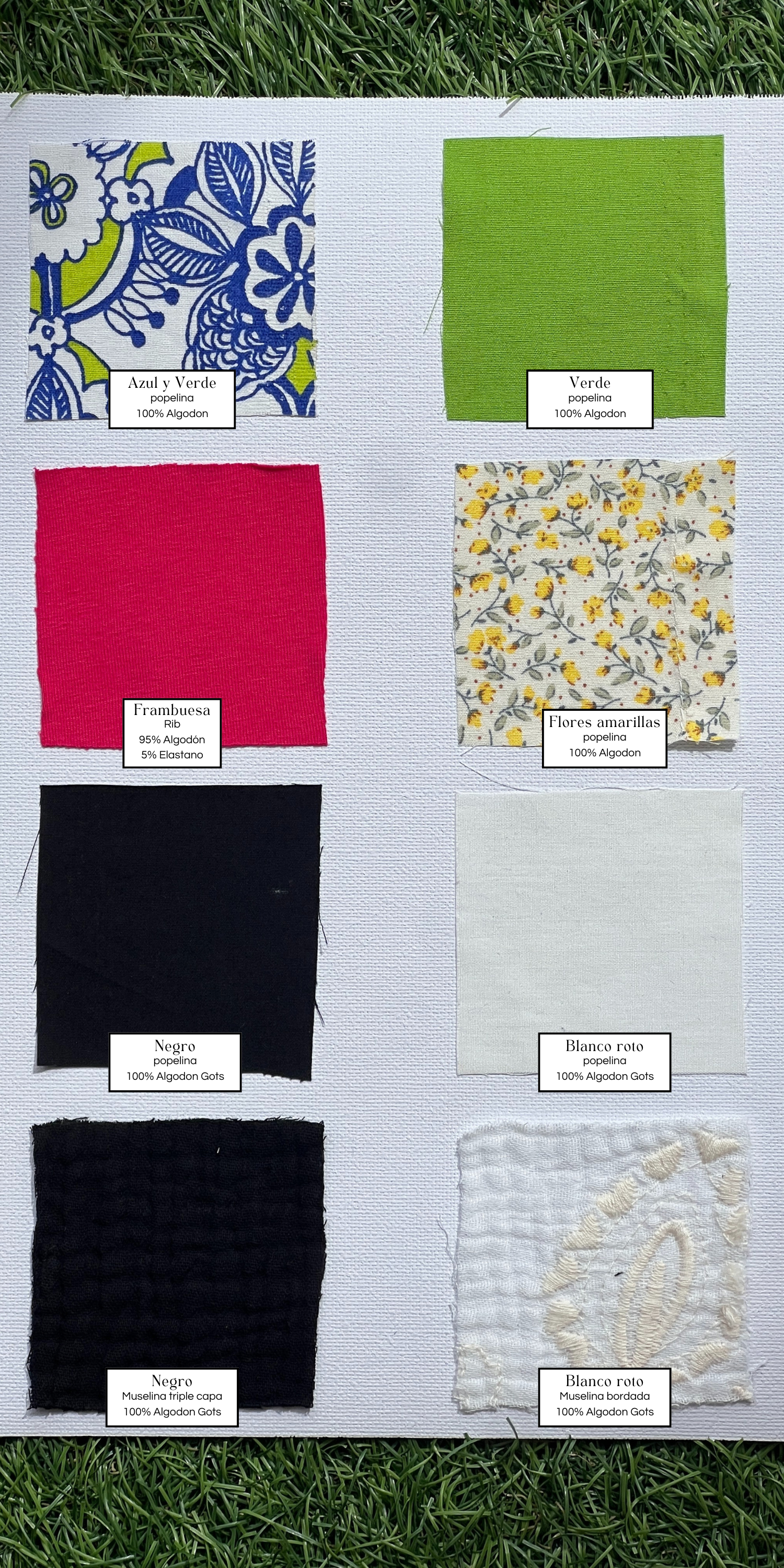 popelina , muselina y rib en algodón orgánico coleccion esencia verde de tinto verano moda sostenible, colores disponible negro, blanco roto, popelina muselina bordado