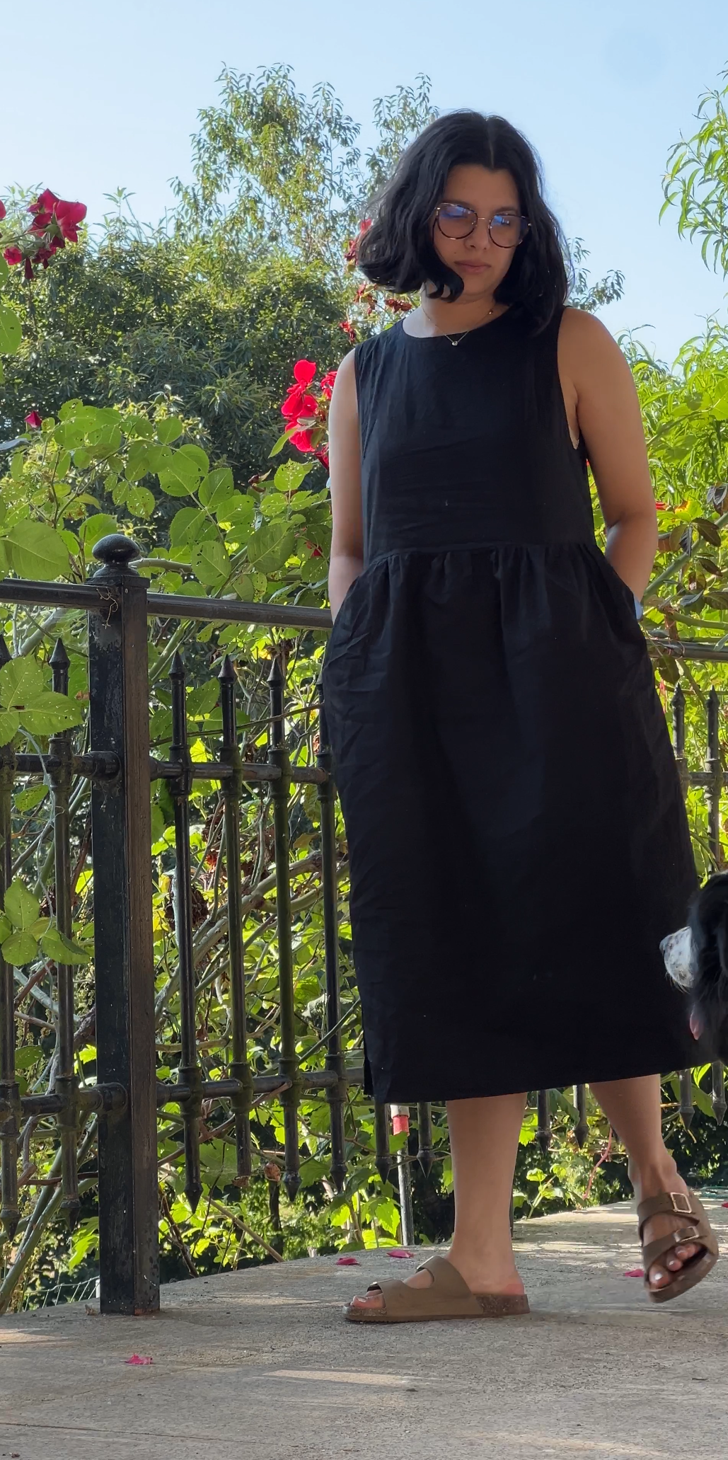 vestido bluson midi con lazo en la nuca espalda en algodon organico gots