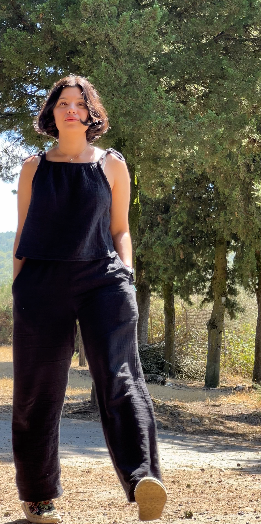 pantalón de muselina triple capa puro algodón